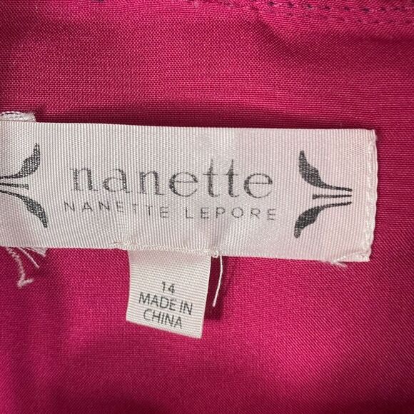Nanette Lepore Moody Romance Dress Fuschia Kiss Multi Color Women Size 14   B - Picture 7 of 8